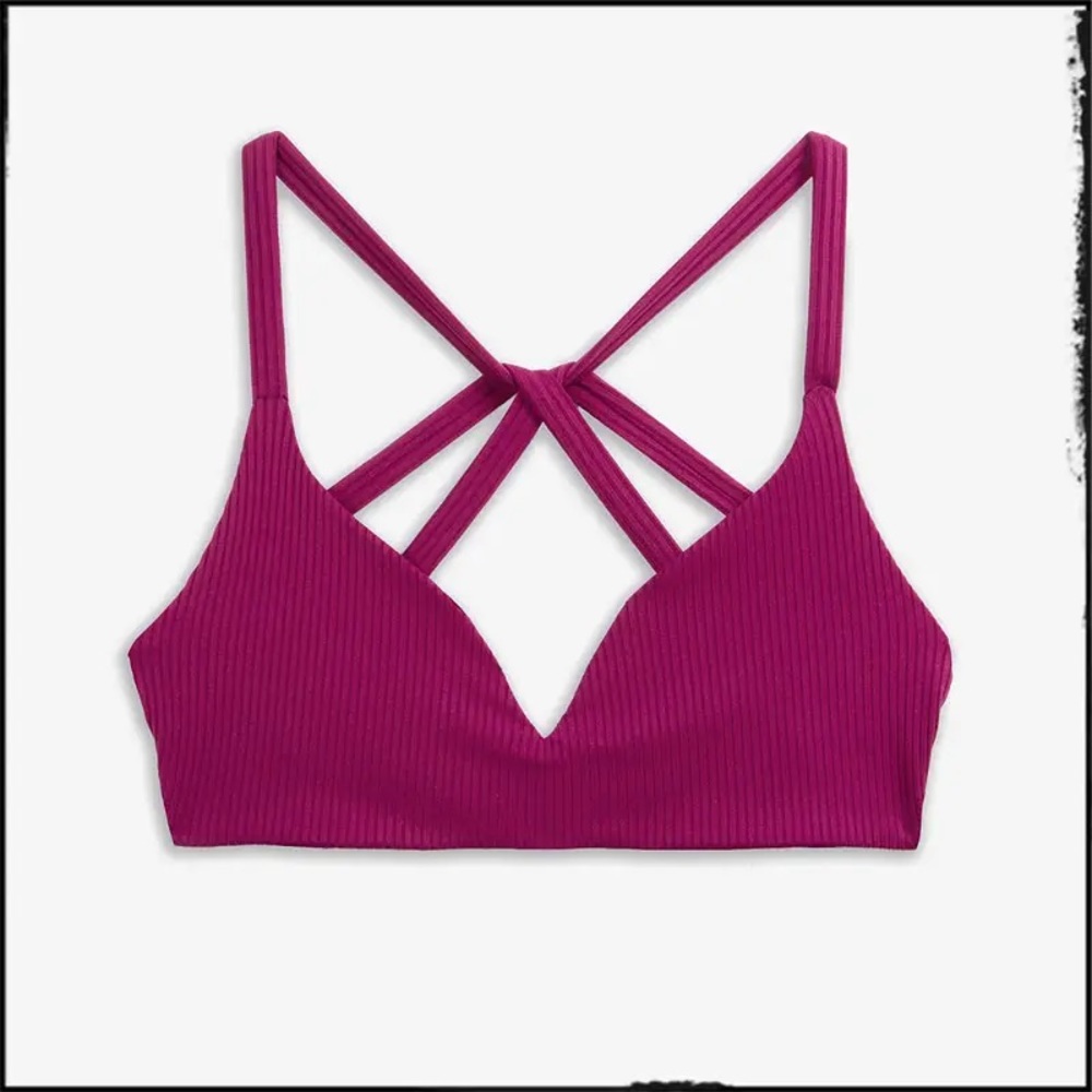 Boys + Arrows Dylan Ribbed Magenta Pink Bikini Top